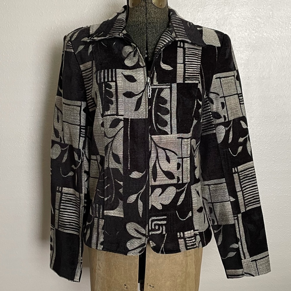 Dress Barn Jacquard Patchwork Zip Front Jacket - image 4